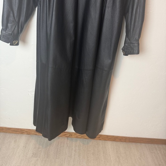 Damselle Vintage Leather jacket long trench duster flared swing style - Picture 10 of 10